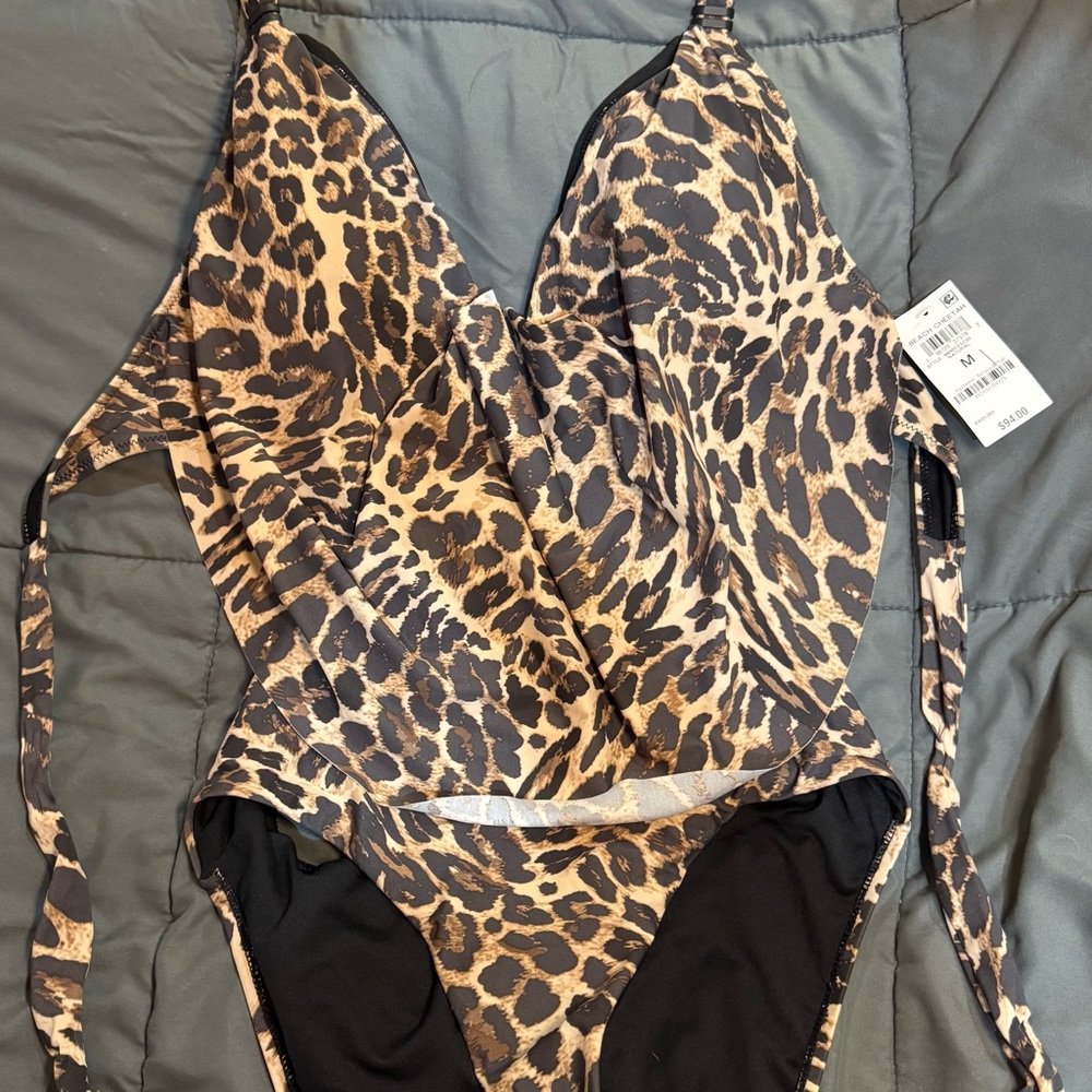 Bar III Leopard Print One Piece Swimsuit